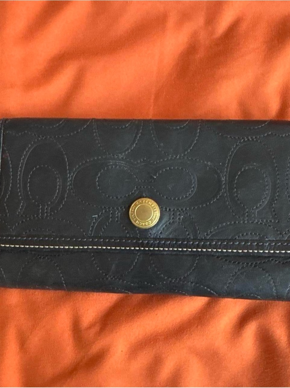 Coach Black Signature Quilted Leather Clutch Wallet